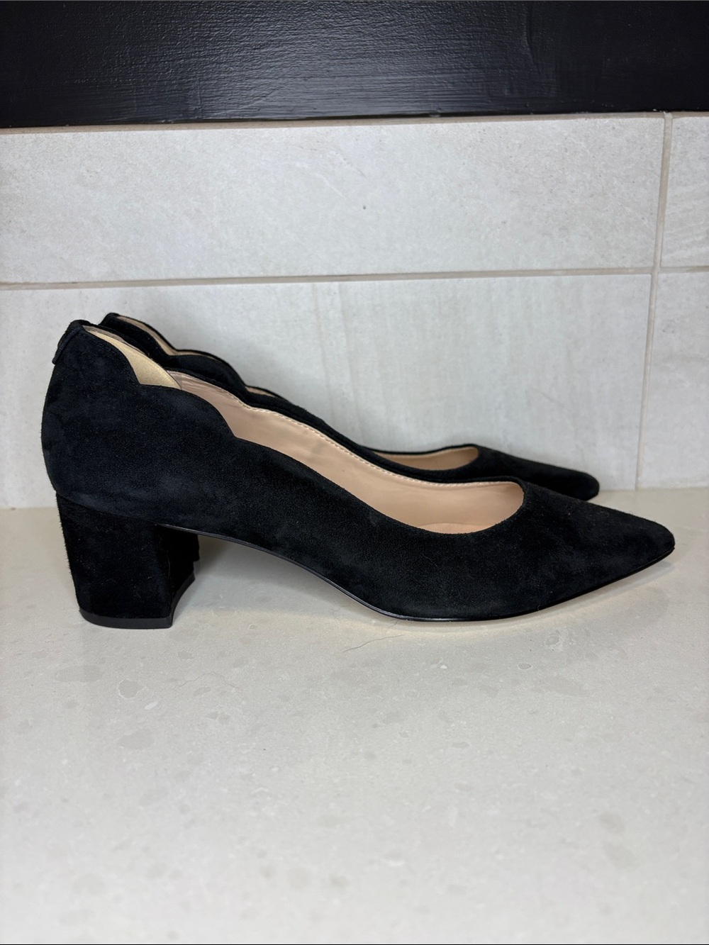 Kate Spade Black Suede Block Heels - Size 7 - Picture 4 of 8